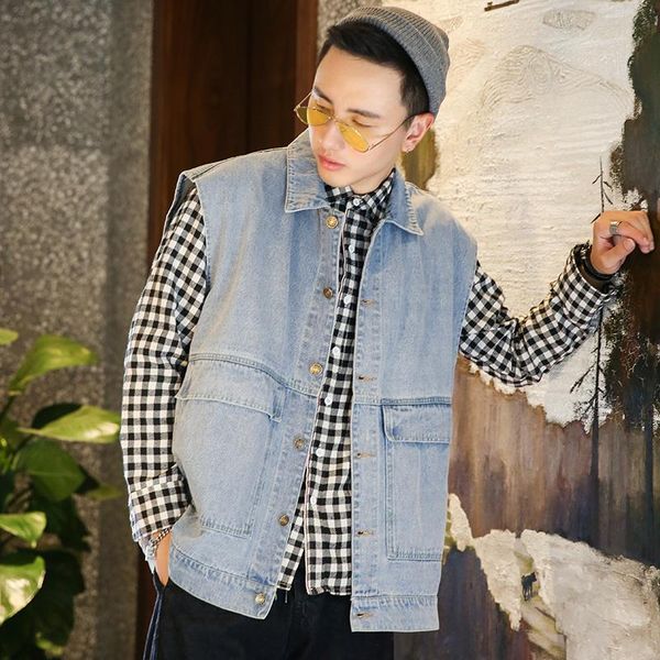 mens sleeveless jeans jacket men denim vest man cowboy male waistcoat casual coats, Black;white
mens sleeveless jeans jacket men denim vest man cowboy male waistcoat casual coats, Black;white