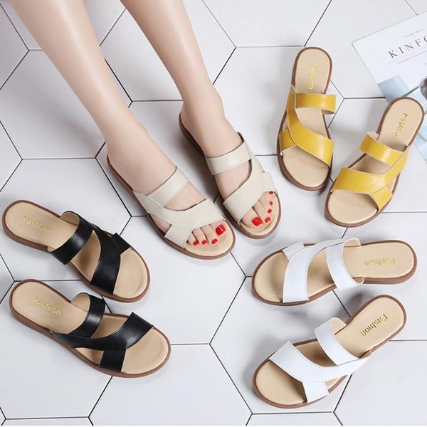 genuine leather casual flat sandals with fashion outer wear non-slip for women and pregnant summer walking shoes slippers, Black
genuine leather casual flat sandals with fashion outer wear non-slip for women and pregnant summer walking shoes slippers, Black