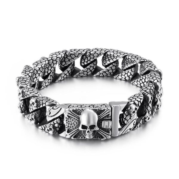 link, chain gnayy jewelry large huge 16mm 8.26'' pure stainless steel gothic skull cross cuban curb bracelet bangle for mens gifts, Black
link, chain gnayy jewelry large huge 16mm 8.26'' pure stainless steel gothic skull cross cuban curb bracelet bangle for mens gifts, Black