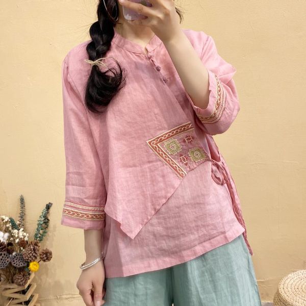 women's blouses & shirts qpfjqd ladies thin patchwork ramie blouse spliced stand collar women 2021 embroidered summer, White
women's blouses & shirts qpfjqd ladies thin patchwork ramie blouse spliced stand collar women 2021 embroidered summer, White