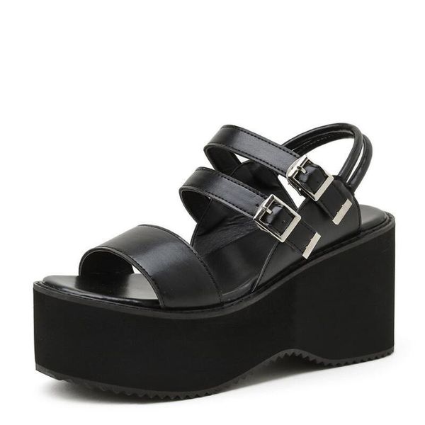 female platform buckle strap heels summer shoes punk black gothic wedges women's sandals chunky gladiator women
female platform buckle strap heels summer shoes punk black gothic wedges women's sandals chunky gladiator women