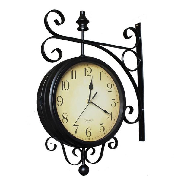 wall clocks vintage home decor metal large clock two sided american retro silent watch living room decoration gift ideas 
wall clocks vintage home decor metal large clock two sided american retro silent watch living room decoration gift ideas