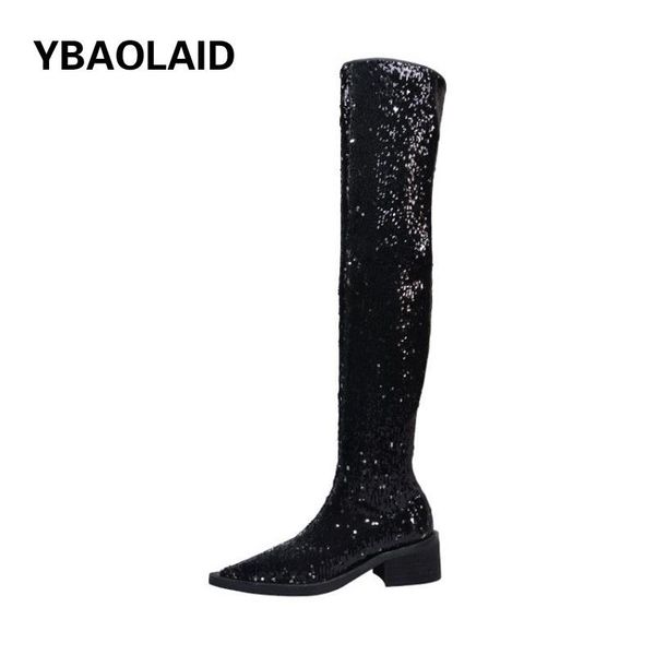 boots fashion pointed sequins over the knee stretch autumn and winter solid color sleeve flat bottom, Black
boots fashion pointed sequins over the knee stretch autumn and winter solid color sleeve flat bottom, Black