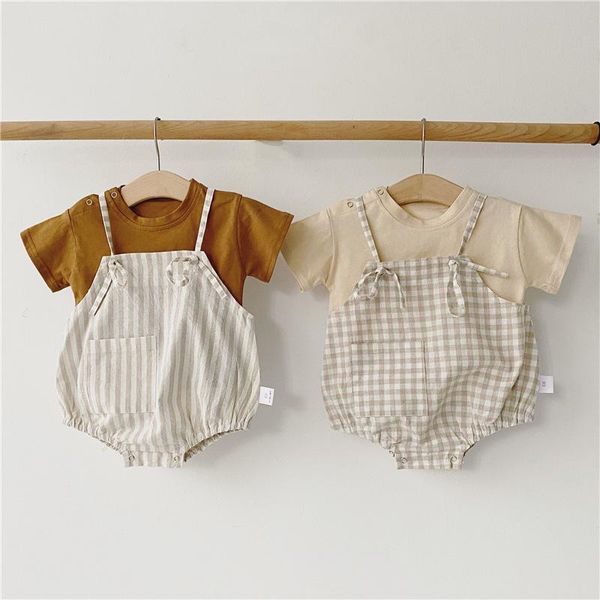 clothing sets summer baby rompers born infant boy girl 2021 plaid strap jumpsuit cotton t-shirt kids clothes girls outfit, White
clothing sets summer baby rompers born infant boy girl 2021 plaid strap jumpsuit cotton t-shirt kids clothes girls outfit, White