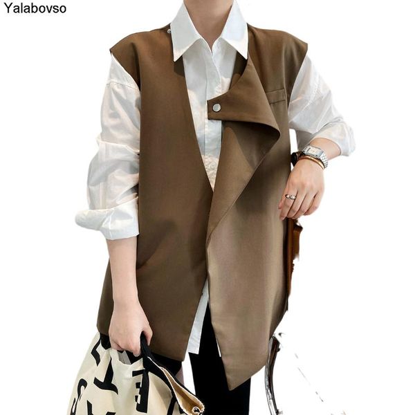 women's vests fashion suit waistcoat for women 2021 autumn design irregular sleeveless coat female coffee and black color straight tee, Black;white
women's vests fashion suit waistcoat for women 2021 autumn design irregular sleeveless coat female coffee and black color straight tee, Black;white