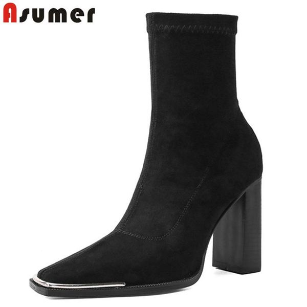 boots asumer 2021 arrive ankle women square toe autumn winter elastic metal decoration high heel shoes ladies, Black
boots asumer 2021 arrive ankle women square toe autumn winter elastic metal decoration high heel shoes ladies, Black
