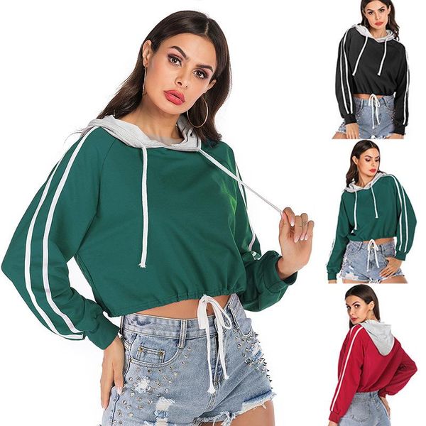 women thin hooded sweatshirts fashion ladies patchwork long sleeve crop pullovers pocket chic jacket women's hoodies &, Black
women thin hooded sweatshirts fashion ladies patchwork long sleeve crop pullovers pocket chic jacket women's hoodies &, Black