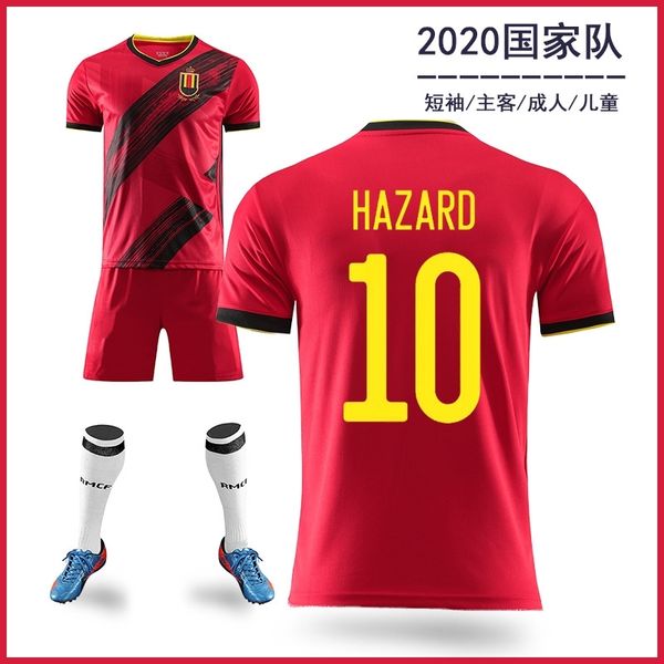 belgium home and away 2020 cup national team azar football suit with children's wear, Black;white 
belgium home and away 2020 cup national team azar football suit with children's wear, Black;white