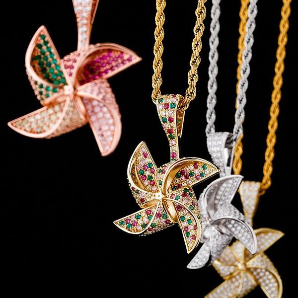 out rotatable windmill pendant full of zircon hip-hop necklace for men and women gifts necklaces, Silver
out rotatable windmill pendant full of zircon hip-hop necklace for men and women gifts necklaces, Silver