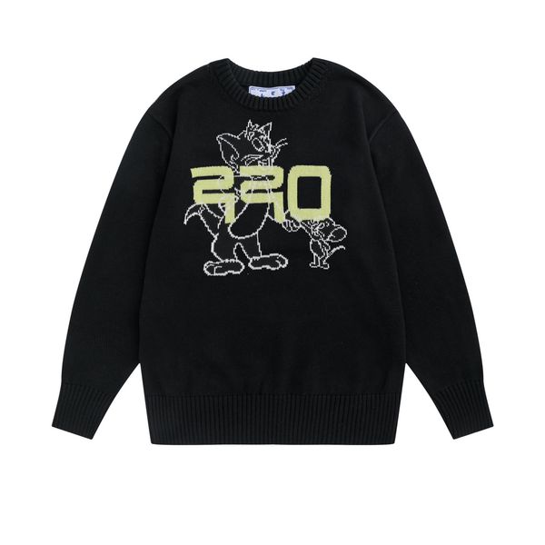 autumn and winter new 2021 off co bred cartoon cat mouse knitted sweater for men women, Black
autumn and winter new 2021 off co bred cartoon cat mouse knitted sweater for men women, Black