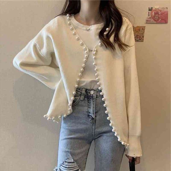 korean version of the sweater fashion trend pearl loose sweater ladies autumn and winter long-sleeved solid color cardigan, White;black
korean version of the sweater fashion trend pearl loose sweater ladies autumn and winter long-sleeved solid color cardigan, White;black