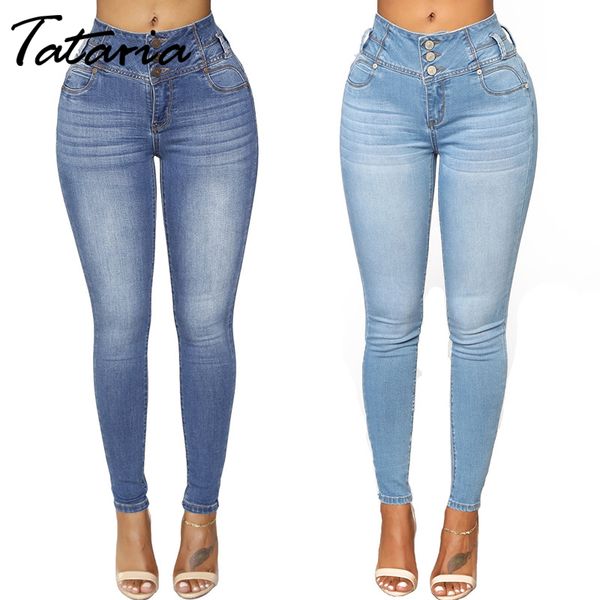 tataria women three-breasted jeans high waist elastic skinny pencil pants vintage denim ladies 210514, Blue
tataria women three-breasted jeans high waist elastic skinny pencil pants vintage denim ladies 210514, Blue