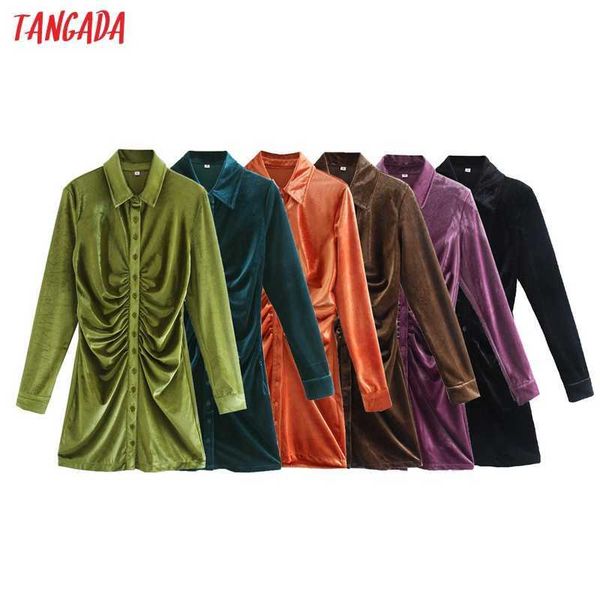 tangada fashion women velvet shirt dress long sleeve ladies buttons pleated mini dress vestidos qj164 210609, Black;gray
tangada fashion women velvet shirt dress long sleeve ladies buttons pleated mini dress vestidos qj164 210609, Black;gray