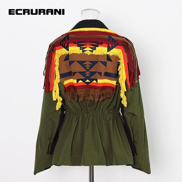 women's jackets ecrurani patchwork hit color coats for women lapel long sleeve double breasted loose tassel female fashion 2021 clothin, Black;brown
women's jackets ecrurani patchwork hit color coats for women lapel long sleeve double breasted loose tassel female fashion 2021 clothin, Black;brown