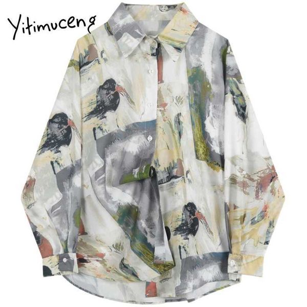 yitimuceng vintage print blouse women button up shirt loose spring turn-down collar long sleeve single breasted casual 210601, White
yitimuceng vintage print blouse women button up shirt loose spring turn-down collar long sleeve single breasted casual 210601, White