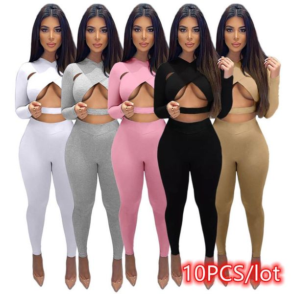 women's two piece pants 10pcs women 2 matching set nightclub sportswear fitness cross cutout suit wholesale lots clothing, White
women's two piece pants 10pcs women 2 matching set nightclub sportswear fitness cross cutout suit wholesale lots clothing, White