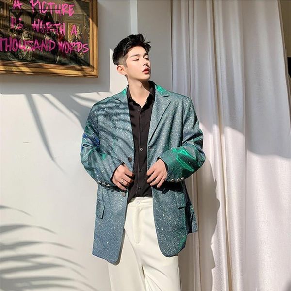 mens nightclub shiny blazers loose vintage runway suit coat personality spring high street casual male single breasted blazer men's sui, White;black
mens nightclub shiny blazers loose vintage runway suit coat personality spring high street casual male single breasted blazer men's sui, White;black
