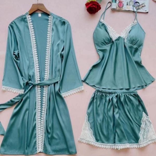 women's sleepwear 3pcs v-neck satin pajamas suit for women summer kimono robe gown home clothes rayon loungewear with shorts sets, Black;red
women's sleepwear 3pcs v-neck satin pajamas suit for women summer kimono robe gown home clothes rayon loungewear with shorts sets, Black;red