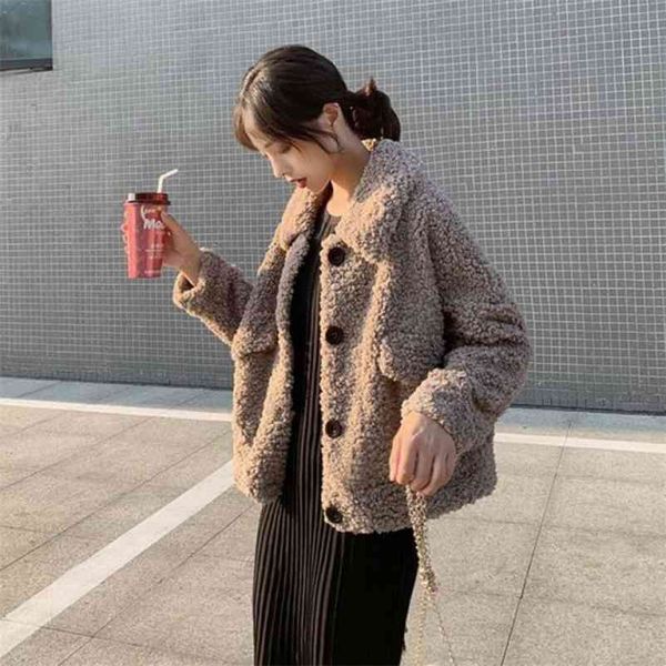 women solid thick warm lambswoll coat lady winter single breasted crop long sleeve overcoat female streetwear 210517, Black
women solid thick warm lambswoll coat lady winter single breasted crop long sleeve overcoat female streetwear 210517, Black