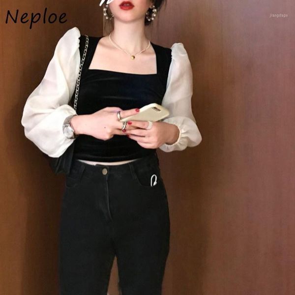 women's blouses & shirts neploe square collar clavicle exposed blouse women pullover puff long sleeve slim fit blusas hit color patchwo, White
women's blouses & shirts neploe square collar clavicle exposed blouse women pullover puff long sleeve slim fit blusas hit color patchwo, White
