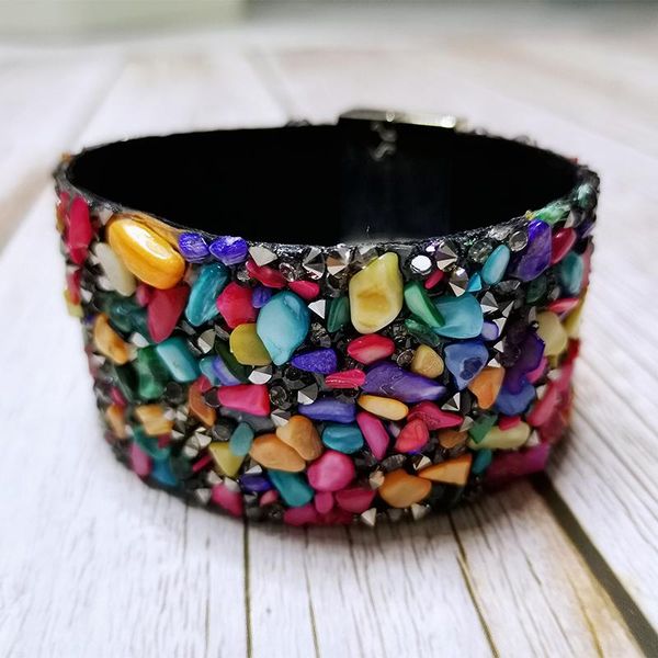 bangle 4unik handmade women multi color natural shell stone leather bracelet boho gifts 4un-bg01, Black
bangle 4unik handmade women multi color natural shell stone leather bracelet boho gifts 4un-bg01, Black