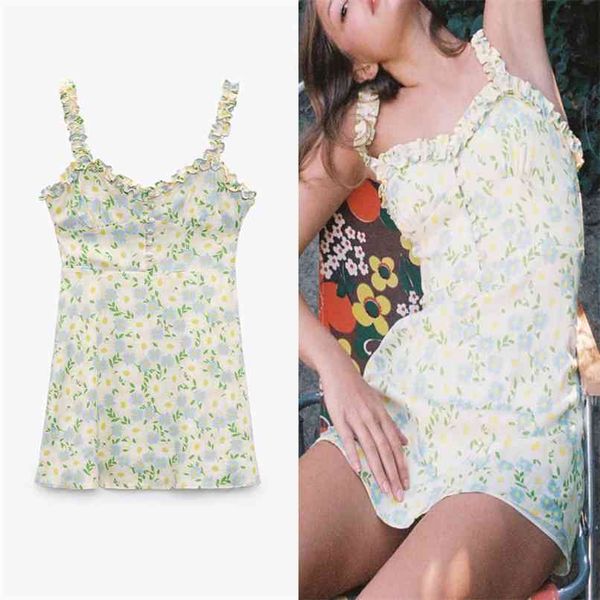 flowers print summer mini dress women sleeveless ruffle straps sundress chic side zip smocked elastic beach dresses 210524, Black;gray
flowers print summer mini dress women sleeveless ruffle straps sundress chic side zip smocked elastic beach dresses 210524, Black;gray