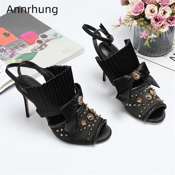 luxury satin pleated ruffles party shoes woman thin heel back straps peep toe butterfly-knot metal decor sandals women, Black
luxury satin pleated ruffles party shoes woman thin heel back straps peep toe butterfly-knot metal decor sandals women, Black