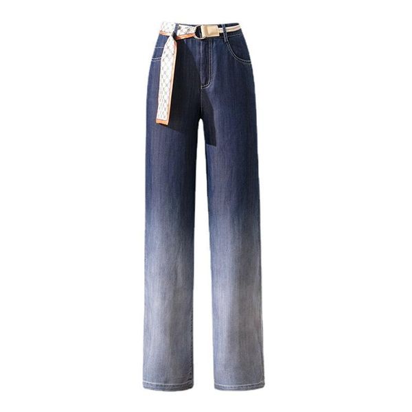 women's jeans 9112 gradient tencel high waist ice silk summer good quality thin slim fit temperament elegant mature wide leg denim pant, Blue
women's jeans 9112 gradient tencel high waist ice silk summer good quality thin slim fit temperament elegant mature wide leg denim pant, Blue