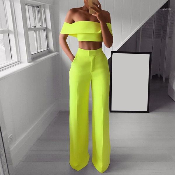 summer style 2pcs off shoulder crop straight pants set women 2021 outfit yellow white pink black two piece suit d5 women's tracksui, Gray
summer style 2pcs off shoulder crop straight pants set women 2021 outfit yellow white pink black two piece suit d5 women's tracksui, Gray