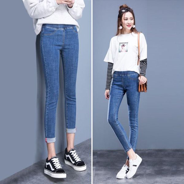 denim fabric spring jeans women washed pencil high waist pants elastic slim trousers students women's, Blue
denim fabric spring jeans women washed pencil high waist pants elastic slim trousers students women's, Blue