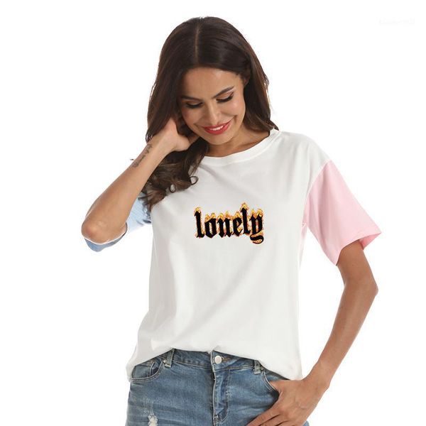 women's t-shirt blouses harajuku y2k summer short sleeve hit color stitch cotton lonely frame letter print t-shirts female clothing, White
women's t-shirt blouses harajuku y2k summer short sleeve hit color stitch cotton lonely frame letter print t-shirts female clothing, White