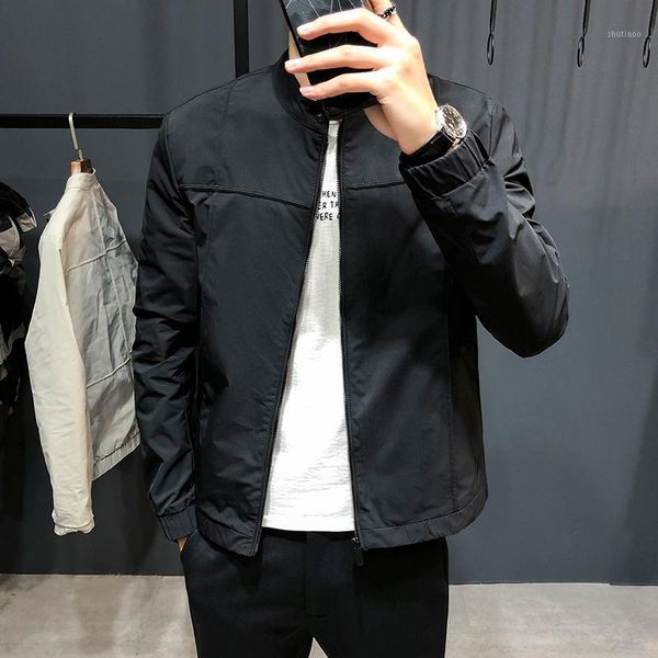 men's jackets men 2021 spring autumn fashion zipper slim coats male solid color casual baseball stand collar thin outerwear o66, Black;brown
men's jackets men 2021 spring autumn fashion zipper slim coats male solid color casual baseball stand collar thin outerwear o66, Black;brown