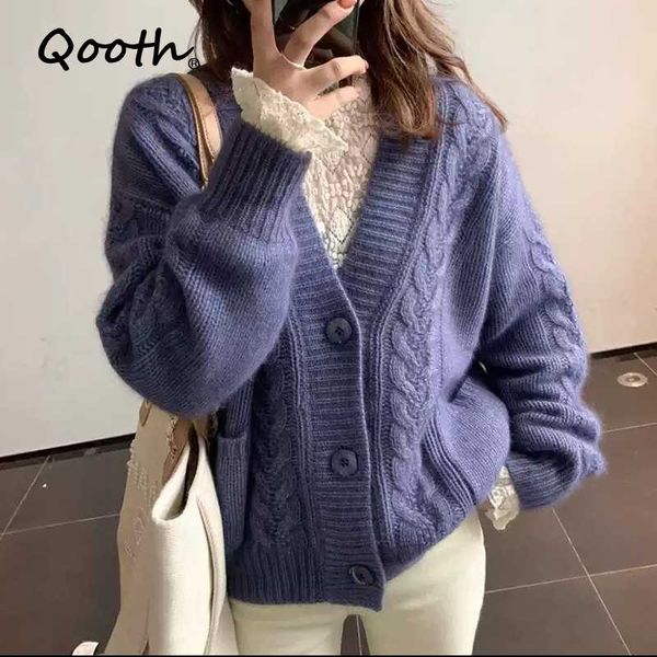 women's knits & tees qooth autumn winter v-neck loose cardigans women single breasted casual sweater female long sleeve knitted jumpers, White
women's knits & tees qooth autumn winter v-neck loose cardigans women single breasted casual sweater female long sleeve knitted jumpers, White