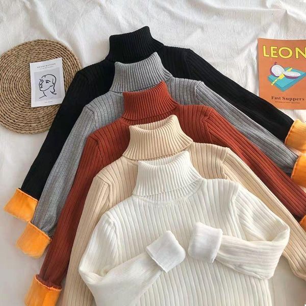women's sweaters plus velvet padded turtleneck autumn and winter solid color warm knit bottoming shirt with a pullover, White;black
women's sweaters plus velvet padded turtleneck autumn and winter solid color warm knit bottoming shirt with a pullover, White;black