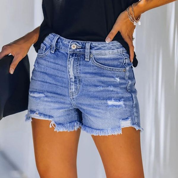 women's shorts women button denim summer solid color elastic waist pockets ripped streetwear szorty damskie jeansowe, White;black
women's shorts women button denim summer solid color elastic waist pockets ripped streetwear szorty damskie jeansowe, White;black