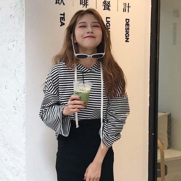 women's t-shirt fall 2021 womens fashion striped long sleeve drawstring hooded t shirt thin loose harajuku oversized punk tee pulover, White
women's t-shirt fall 2021 womens fashion striped long sleeve drawstring hooded t shirt thin loose harajuku oversized punk tee pulover, White