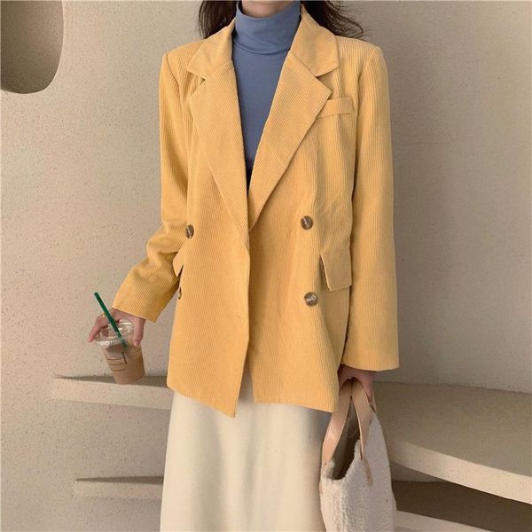 women's suits & blazers casual double-breasted blazer women vintage long jacket feminino notched coat lady fall spring korean, White;black
women's suits & blazers casual double-breasted blazer women vintage long jacket feminino notched coat lady fall spring korean, White;black