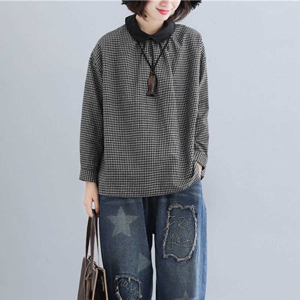women's blouses & shirts spring autumn arts style women peter pan collar long sleeve casual cotton linen plaid loose big size wvix, White
women's blouses & shirts spring autumn arts style women peter pan collar long sleeve casual cotton linen plaid loose big size wvix, White