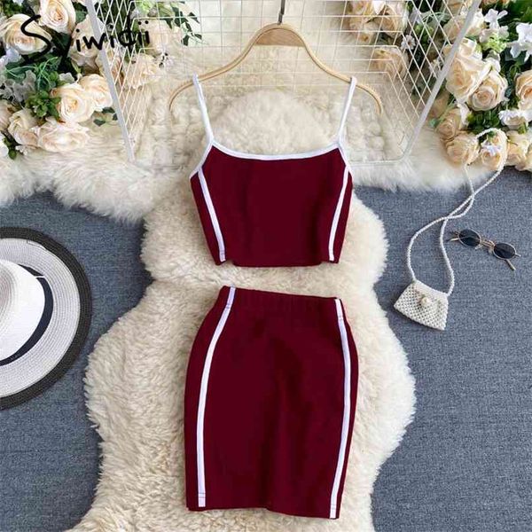 2 piece skirts set women summer sportswear backless short spaghetti strap tank elastic waist mini skirt black 210607, White
2 piece skirts set women summer sportswear backless short spaghetti strap tank elastic waist mini skirt black 210607, White