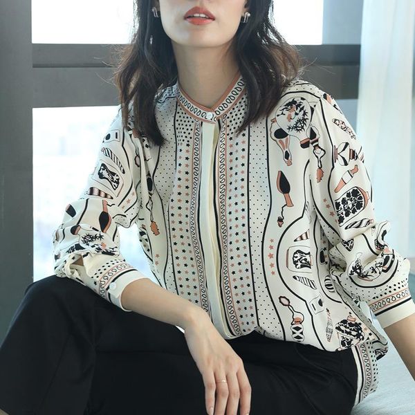 women's blouses & shirts 100% real silk blouse women clothes 2021 spring summer shirt korean leopard elegant womens and zt2314, White
women's blouses & shirts 100% real silk blouse women clothes 2021 spring summer shirt korean leopard elegant womens and zt2314, White