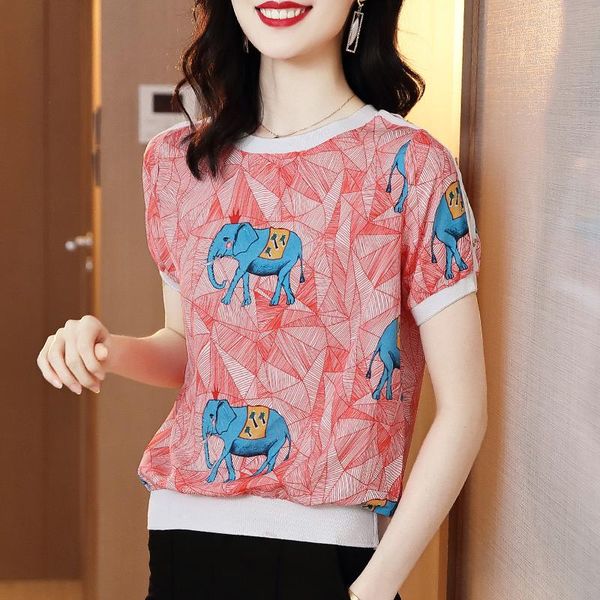 floral print t shirt for woman korean style short sleeve cartoon pullover round collar casual women's top, White
floral print t shirt for woman korean style short sleeve cartoon pullover round collar casual women's top, White