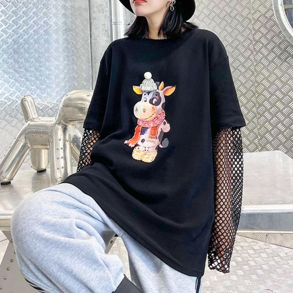 women's t-shirt xuxi summer 2021 women fashion cartoon cow printing tshirt short sleeve loose streetwear sanding t shirt femme fz3523, White
women's t-shirt xuxi summer 2021 women fashion cartoon cow printing tshirt short sleeve loose streetwear sanding t shirt femme fz3523, White
