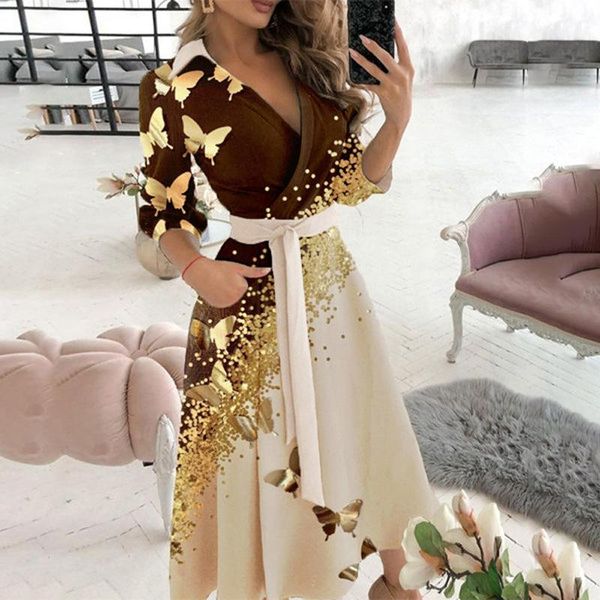 casual dresses print butterfly women's long dress autumn sashes neck sleeve maxi robe elegant female party 2021 clothing, Black;gray
casual dresses print butterfly women's long dress autumn sashes neck sleeve maxi robe elegant female party 2021 clothing, Black;gray