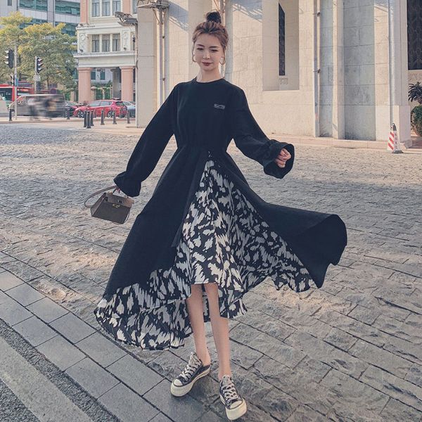 street style irregular full sleeve women party dress o neck fold ladies long dresses 2021 spring chic plus size female robe, Black;gray
street style irregular full sleeve women party dress o neck fold ladies long dresses 2021 spring chic plus size female robe, Black;gray