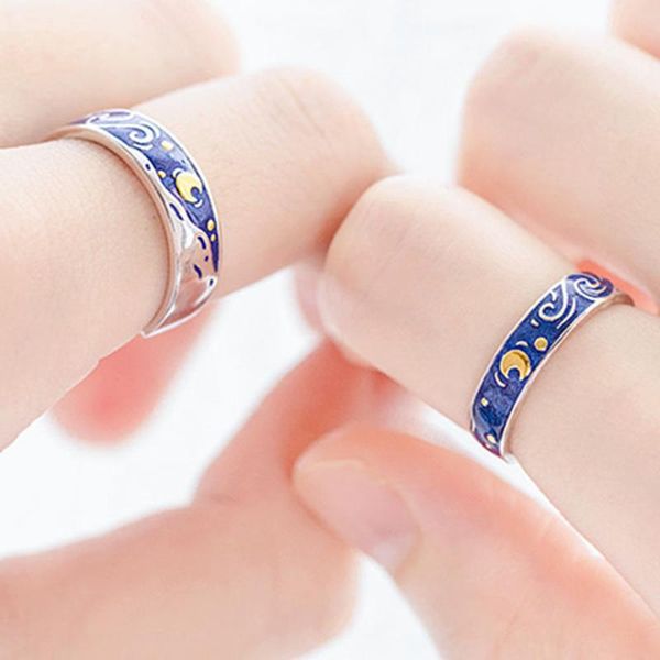 wedding rings lovers romantic couple starry sky blue dripping glaze simple female women resizable opening jewelry gifts, Slivery;golden
wedding rings lovers romantic couple starry sky blue dripping glaze simple female women resizable opening jewelry gifts, Slivery;golden
