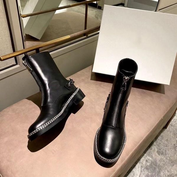 boots zip woman ankle genuine leather metal chain autumn winter low heel luxury designer 2021 ladies shoes, Black
boots zip woman ankle genuine leather metal chain autumn winter low heel luxury designer 2021 ladies shoes, Black