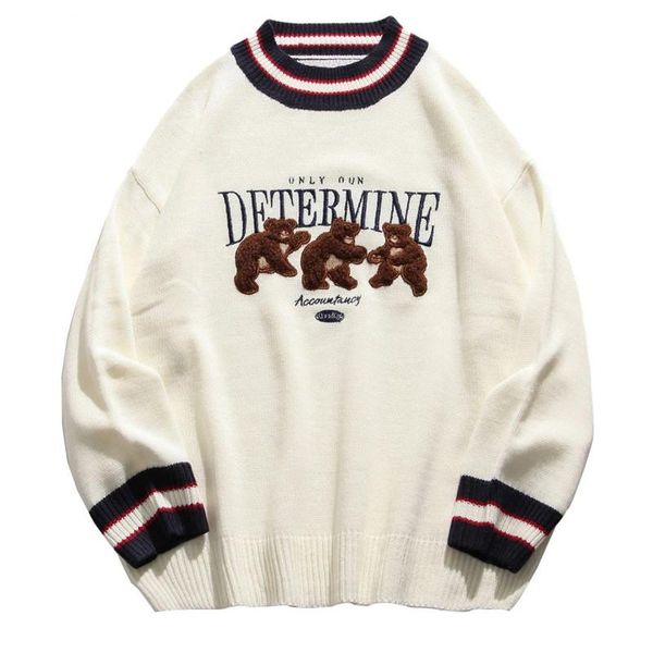 men's sweaters bear patchwork striped knitted jumpers streetwear hip hop harajuku casual pullover knitwear mens fashion, White;black
men's sweaters bear patchwork striped knitted jumpers streetwear hip hop harajuku casual pullover knitwear mens fashion, White;black