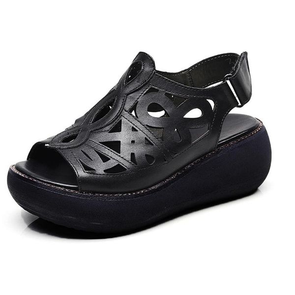 sandals platform for women's summer hollow out leather retro shoes mothers and women, Black
sandals platform for women's summer hollow out leather retro shoes mothers and women, Black