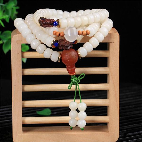 beaded, strands handmade natural hainan white bodhi root beads women's 108 mala bracelet or necklace with flower charm dropship, Black
beaded, strands handmade natural hainan white bodhi root beads women's 108 mala bracelet or necklace with flower charm dropship, Black