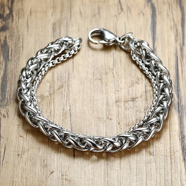 link, chain classic fashion double bracelet thick and thin men's wristbands jewelry accessories bracelets, Black
link, chain classic fashion double bracelet thick and thin men's wristbands jewelry accessories bracelets, Black